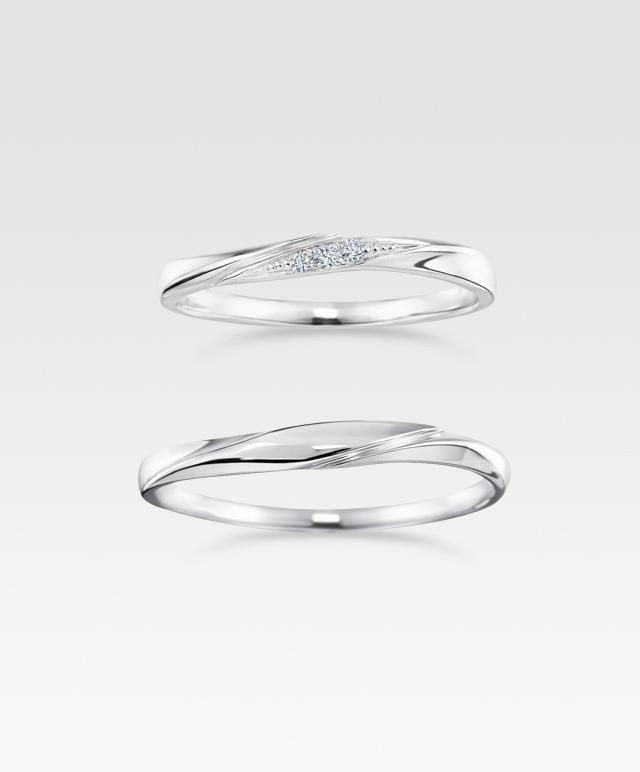 ウェーブデザインの結婚指輪 2