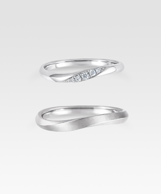 ウェーブデザインの結婚指輪 4