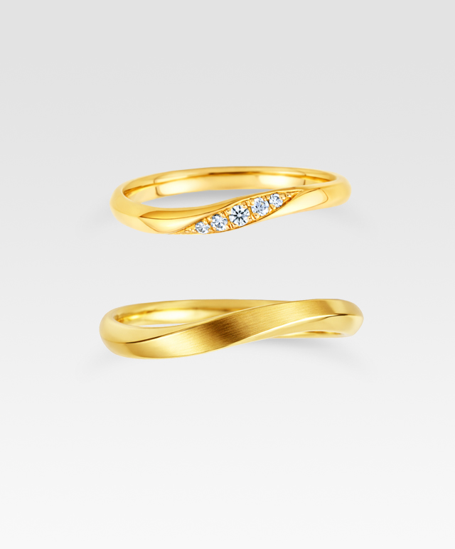 ウェーブデザインの結婚指輪 5